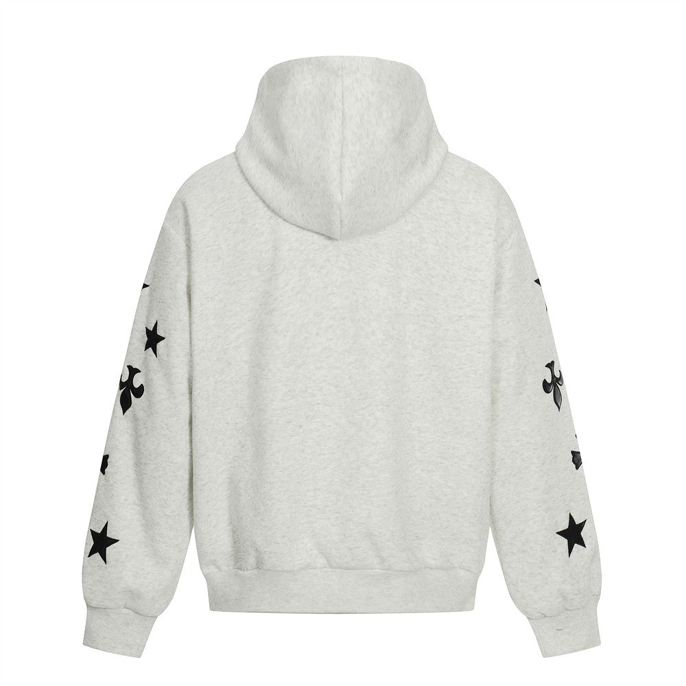 Cross Leather Patches Embroidered Hoodie