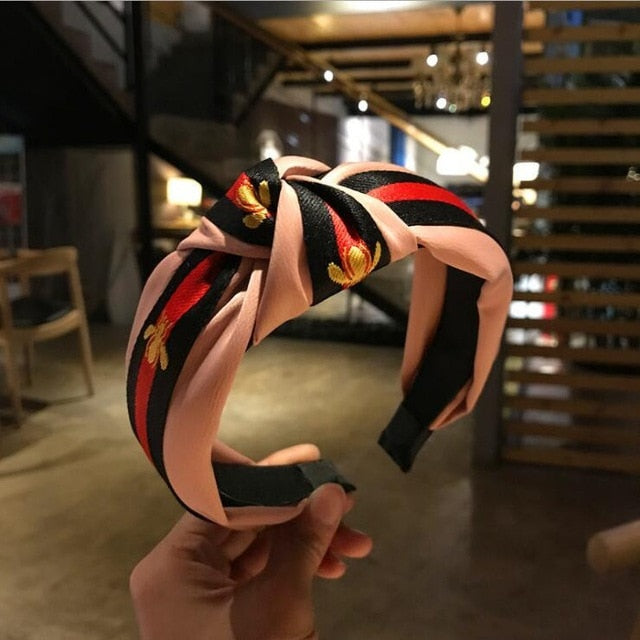 Stylish Striped Bee Pattern Turban Hairband for Women