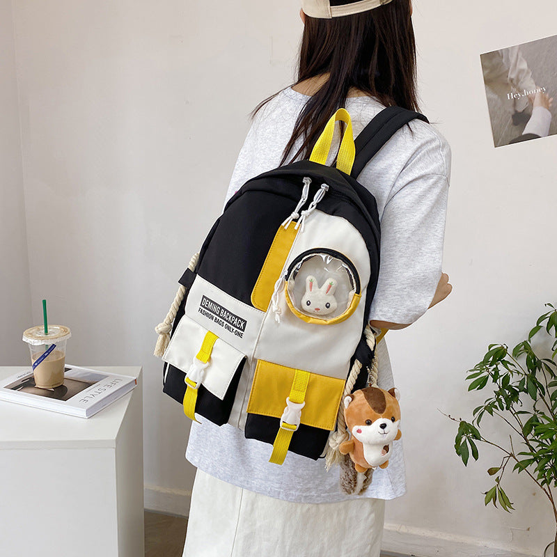 Chic Harajuku Style Color Matching Backpack for Girls