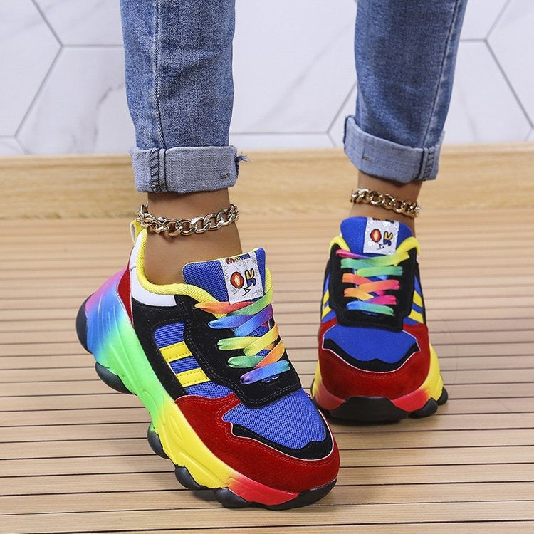 Colorful Hip Hop Dads Shoes - Rainbow Casual Sports Footwear