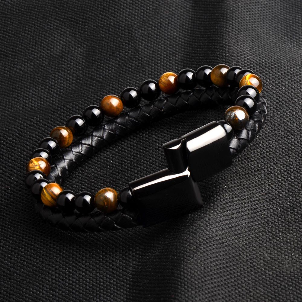 Harajuku Style Natural Stone Beaded Leather Bracelet