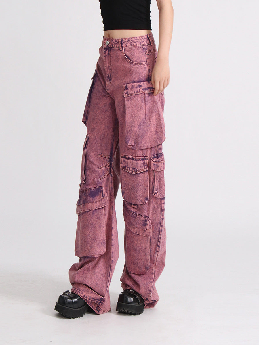 Patchwork High Waist Wide Leg Trousers for Women