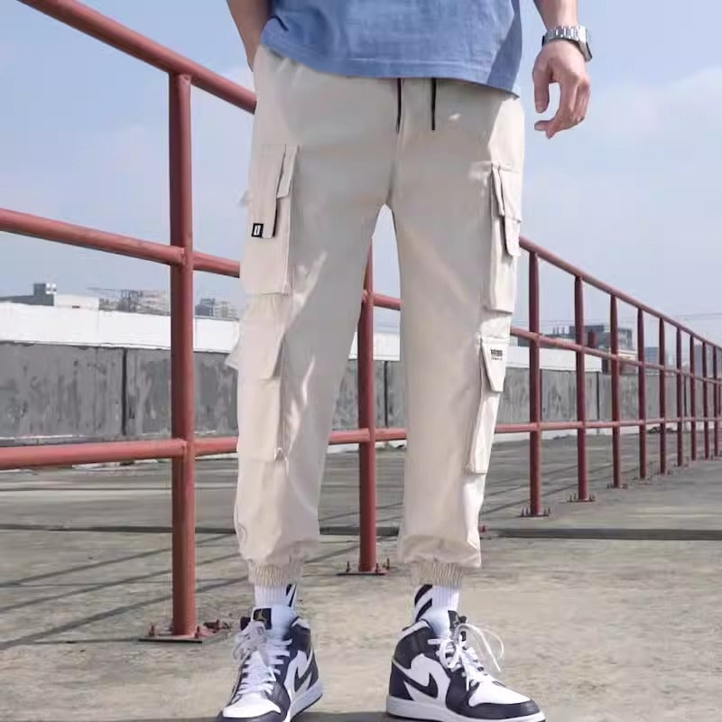 Trendy Harajuku Style Cropped Sports Pants for Men