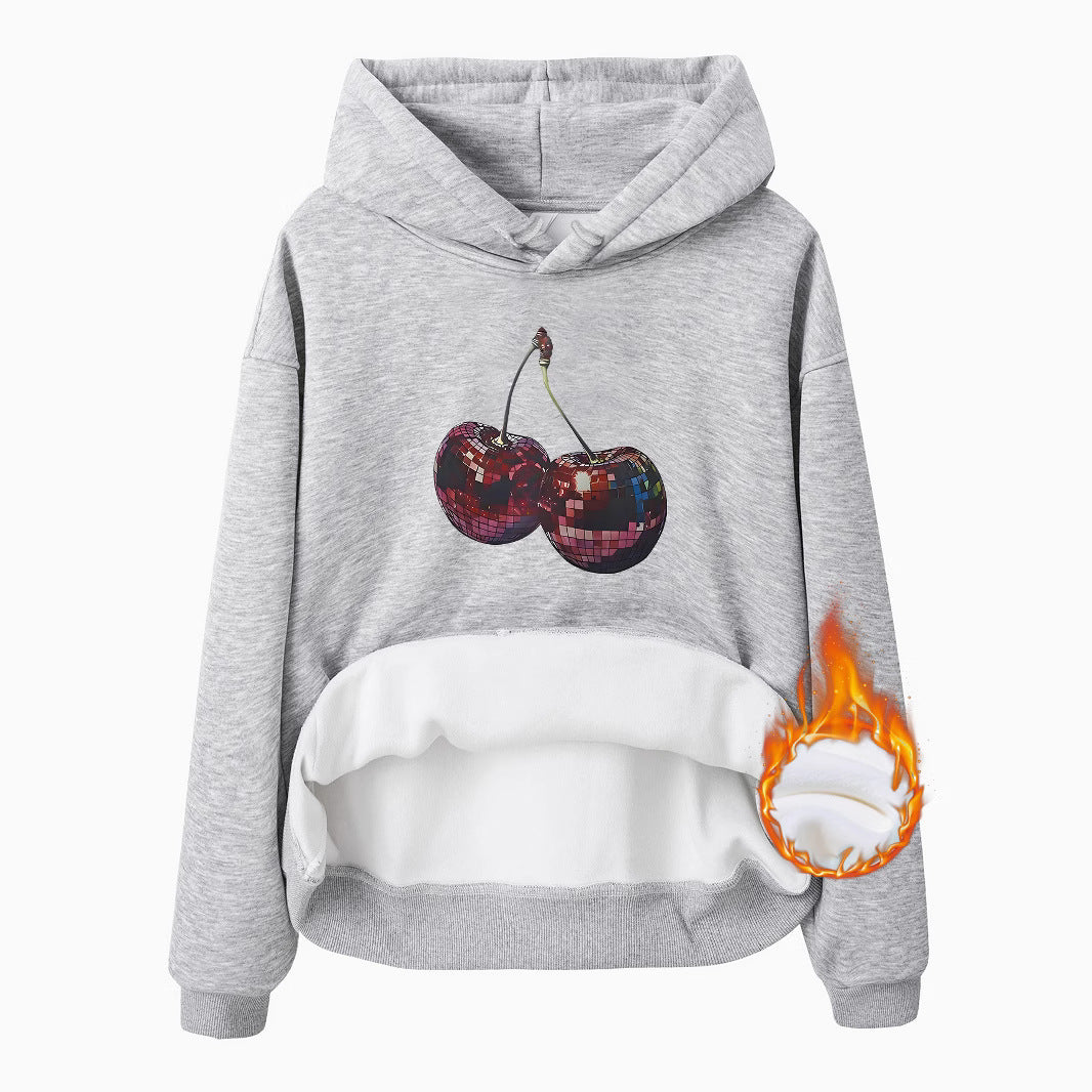 Hooded Sweatshirt with Cherry Print