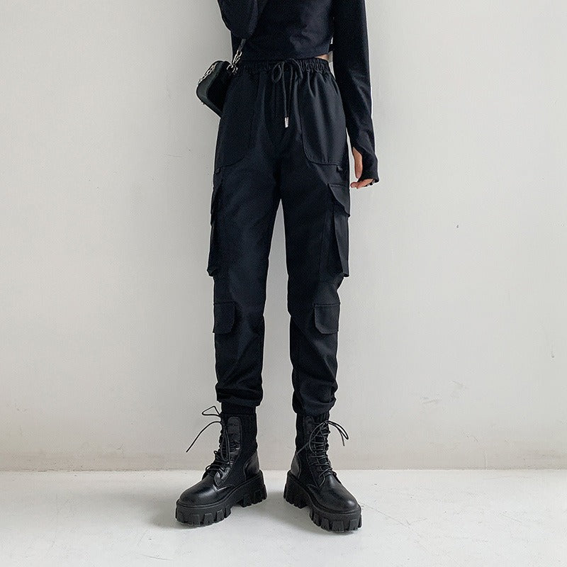 Harajuku Style Plus Size Black Casual Trousers