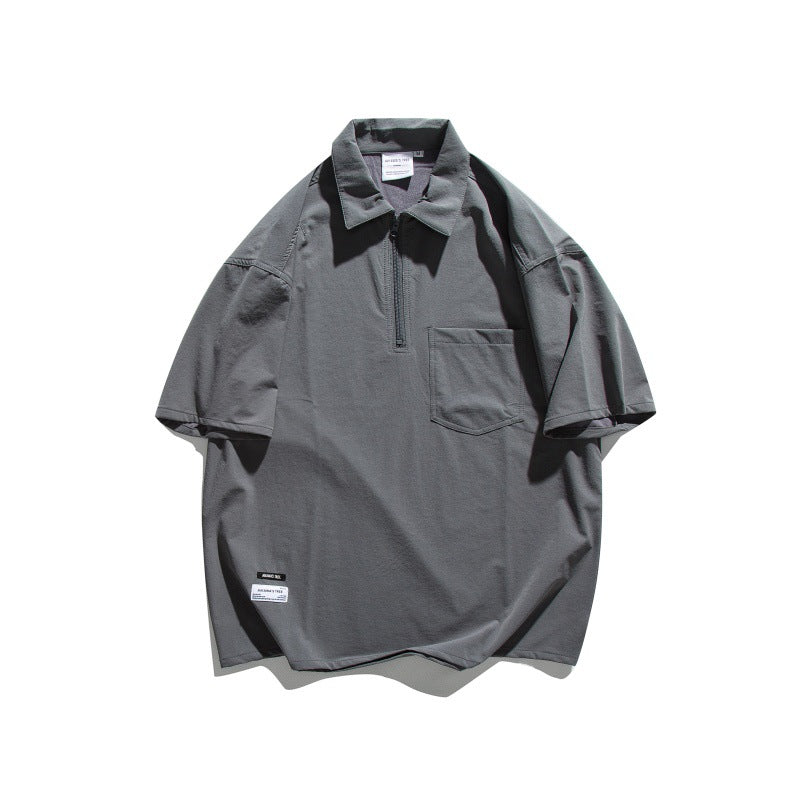 Harajuku Style Half Zip Collar Polo Shirt