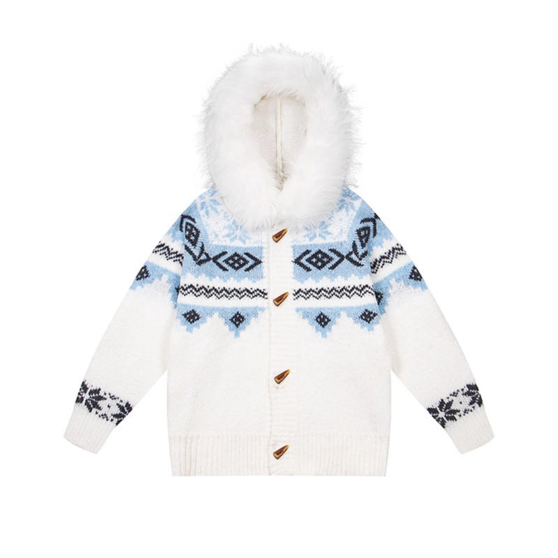 Hoodie with Detachable Fur Collar Unisex Loose Fit Sweater