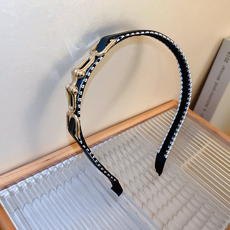 Black And White Plaid Woven Headband