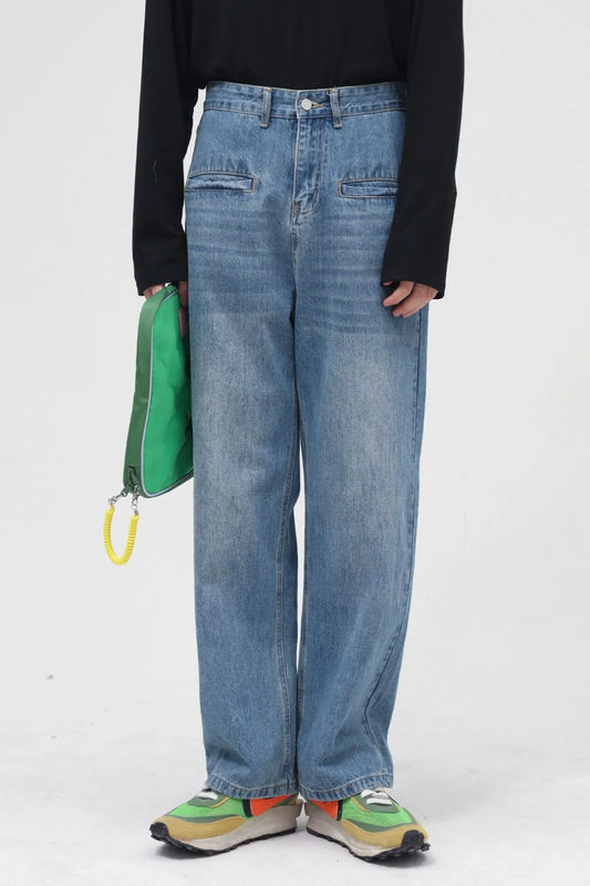 Playful Front Pockets Baggy Jeans