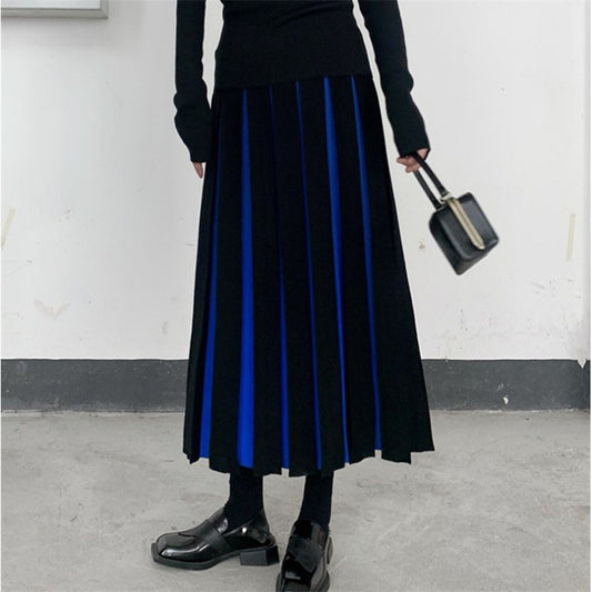 Harajuku Style Casual Hit Color Knitted A-Line Skirt