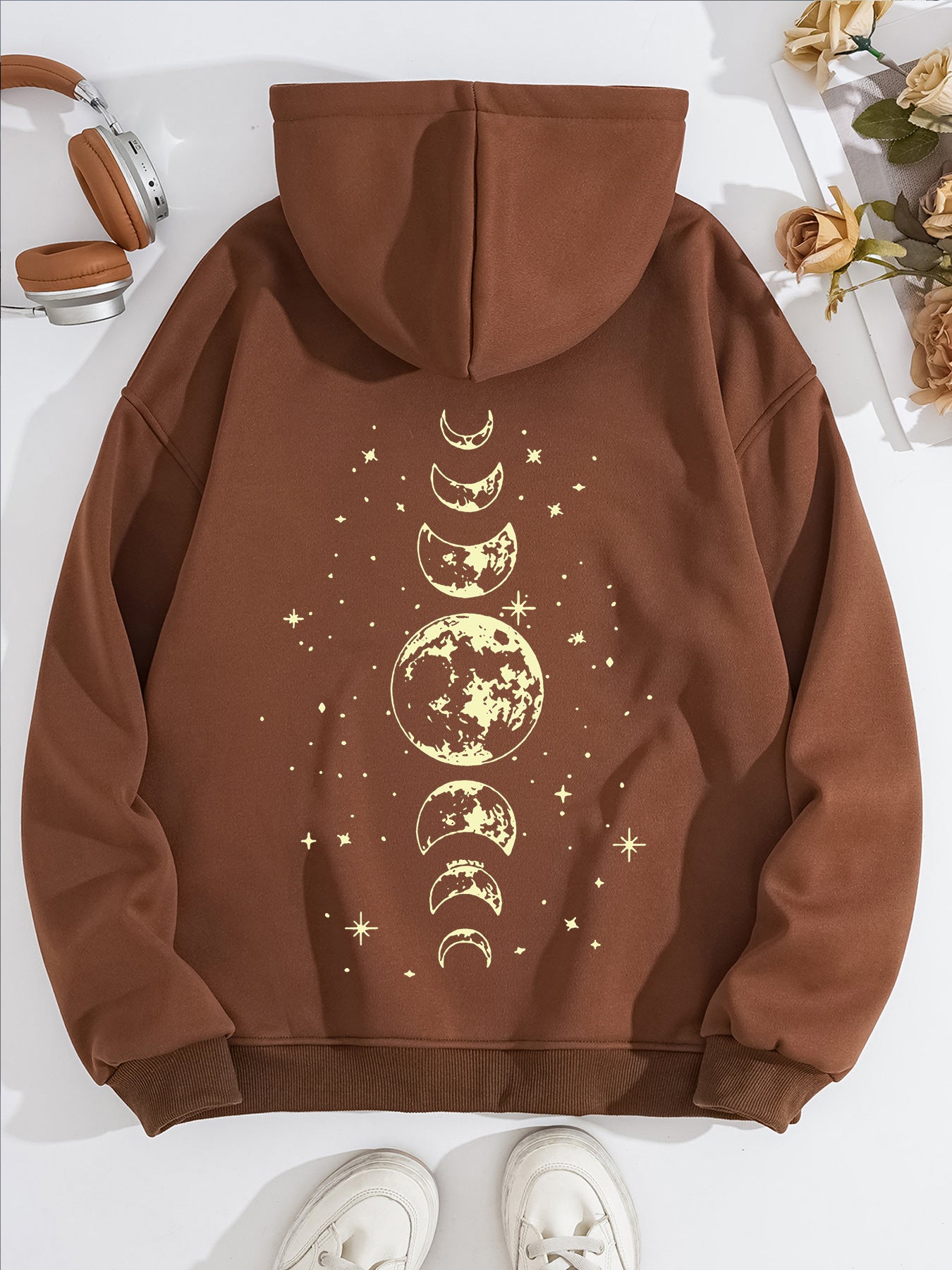 Half Moon and Full Moon Pattern Hoodie