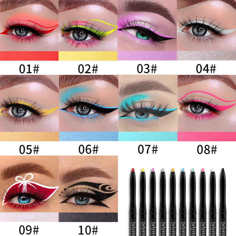 Harajuku Style Waterproof Eyeliner Pencil Set – 10 Colors