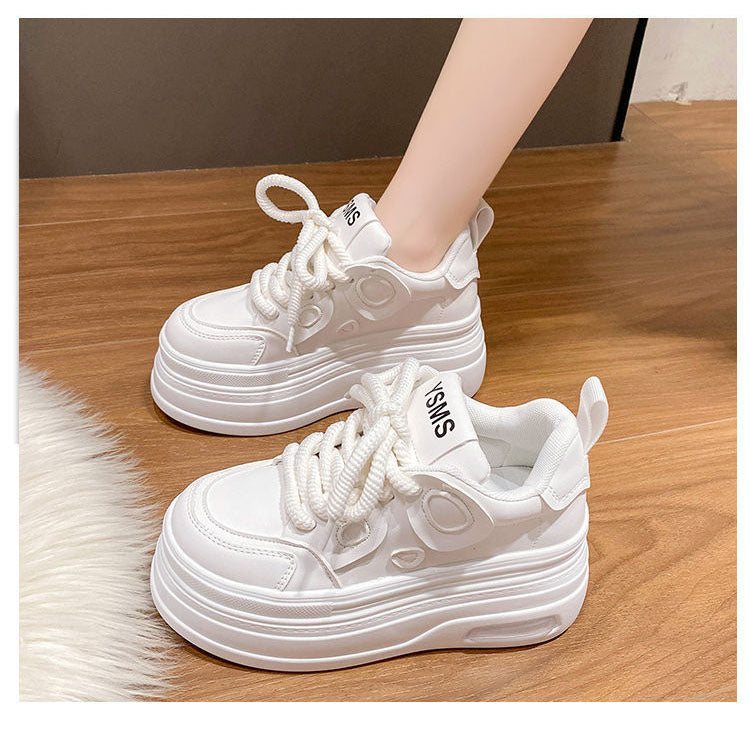 Playful Thick Soled White Panda Shoes for Women
