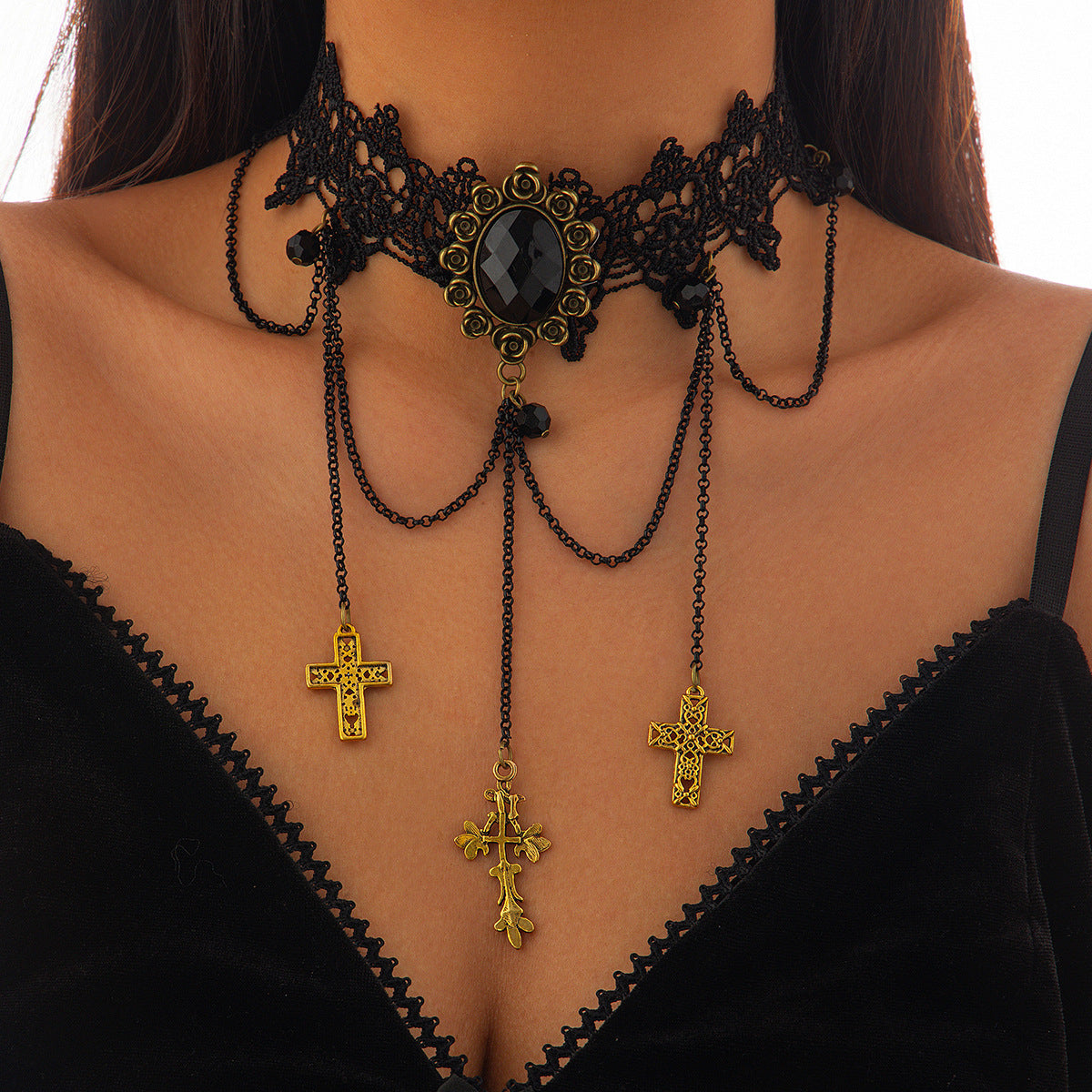 Spooky Lace Spider Web Necklace for Halloween