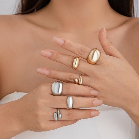 Playful Geometric Open Mouth Ring - Harajuku Style