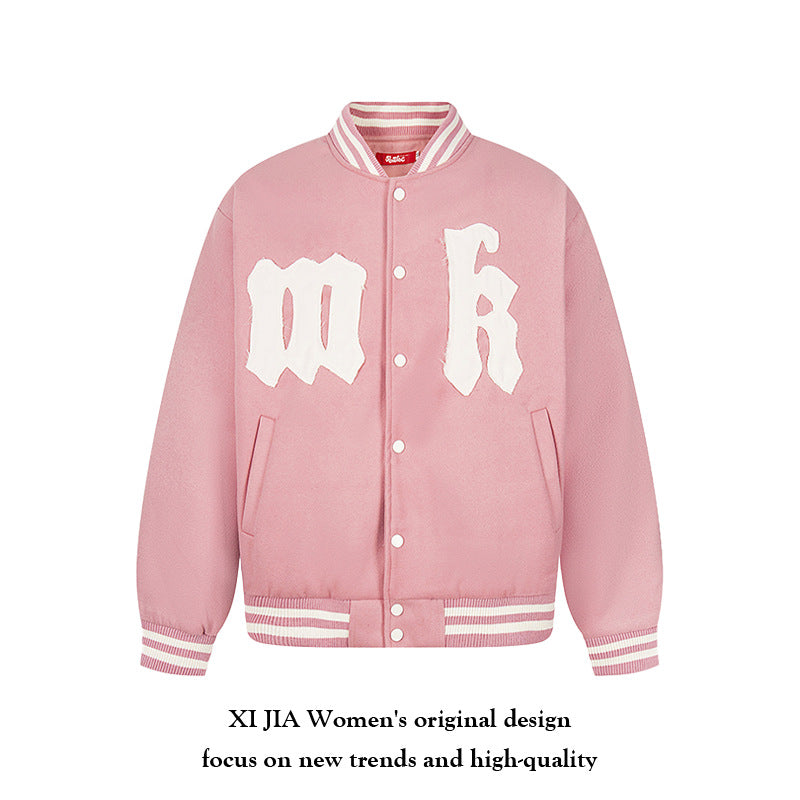 Embroidery Baseball Jacket Loose Thickened Cotton Coat