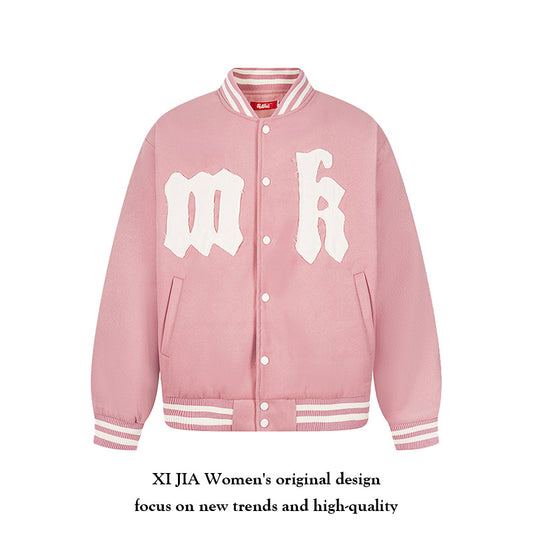 Embroidery Baseball Jacket Loose Thickened Cotton Coat