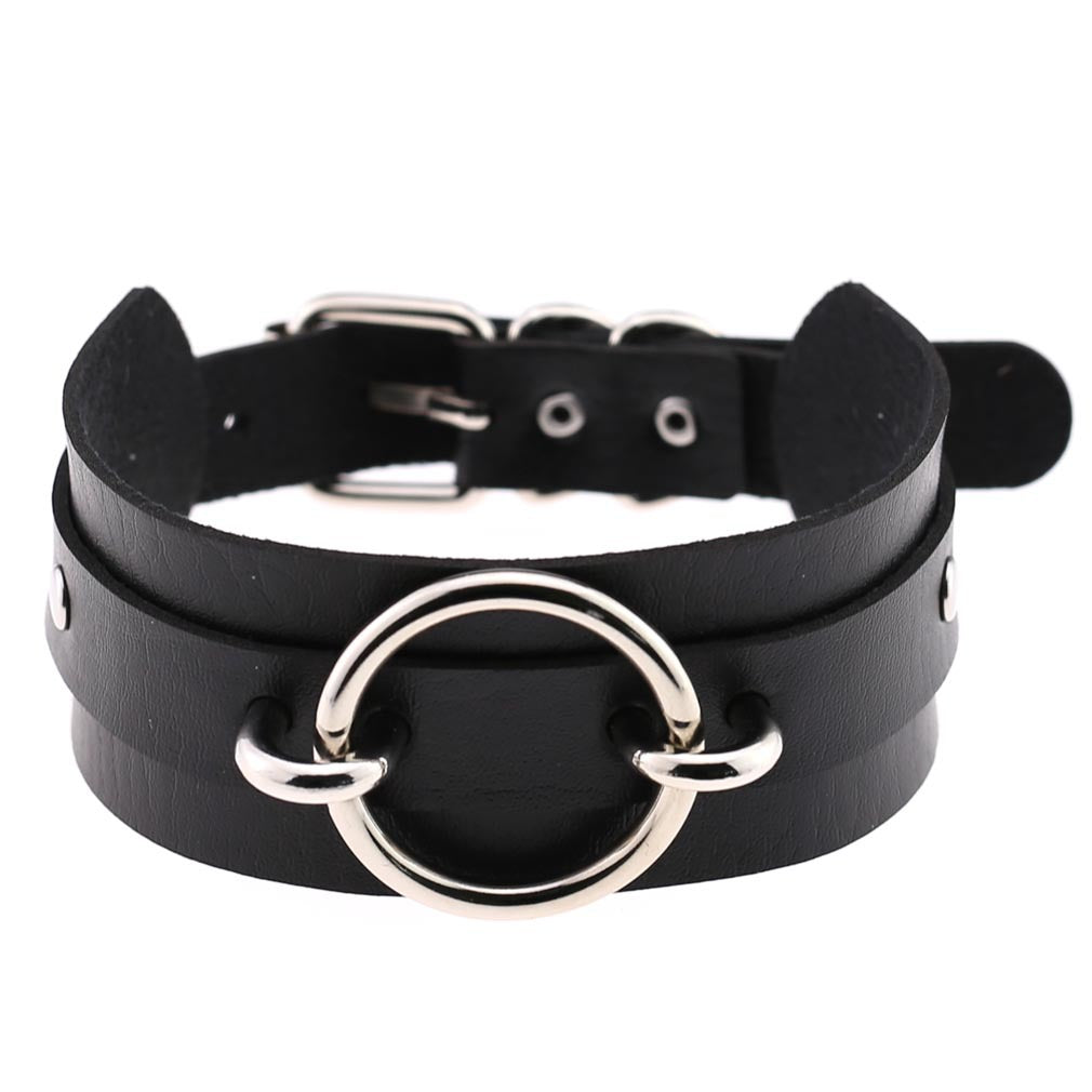 Harajuku Exaggerated PU Leather O-Ring Collar Necklace