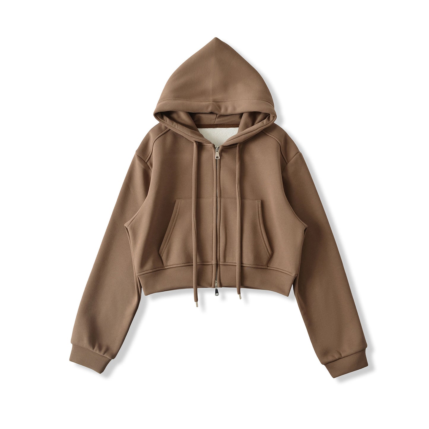 Velvet Zip-Up Drawstring Hooded Jacket Sweatshirt
