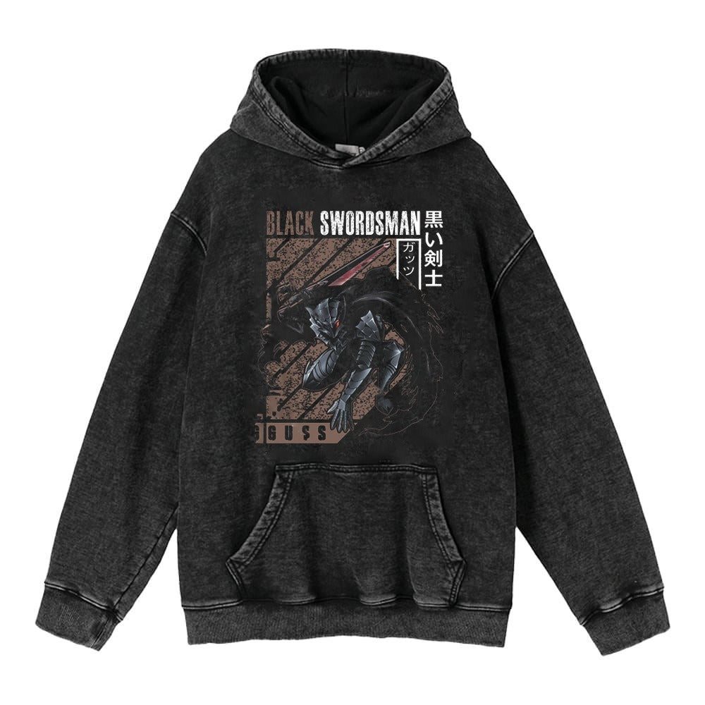 Harajuku Retro Washed Hoodie - Hip-Hop Sword Style