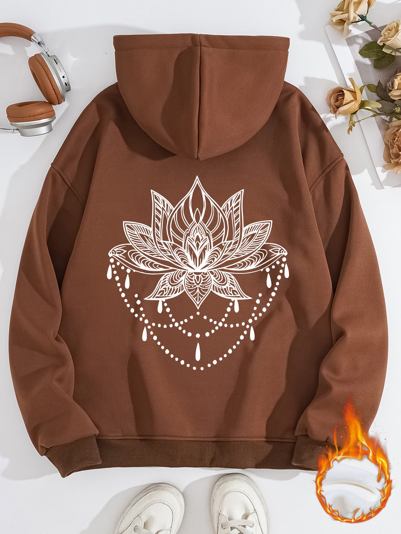 Thick Hoodie with Pattern Print