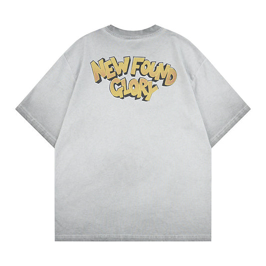 Hardcore Rock Band Short-Sleeved Tee — Harajuku Street Style Cotton Blend
