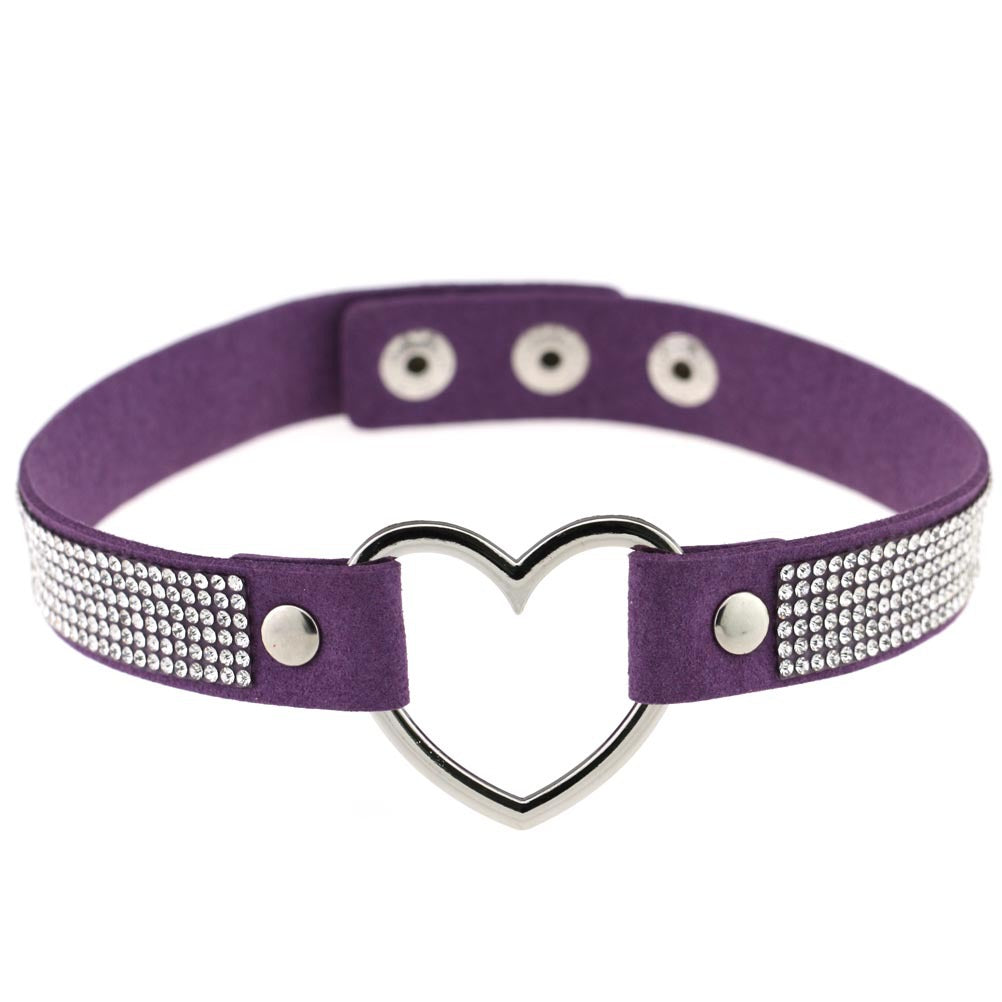 Harajuku Soft Girl Rhinestone Heart Collar Necklace