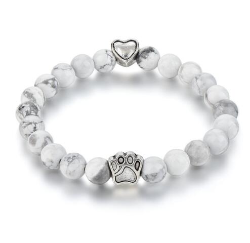Harajuku Style Natural Stone Mala Bead Dog Paw Bracelet