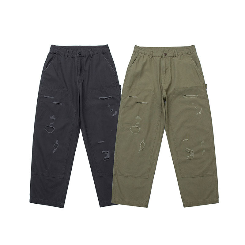 Harajuku Style Faded Cargo Trousers for Men and Women
