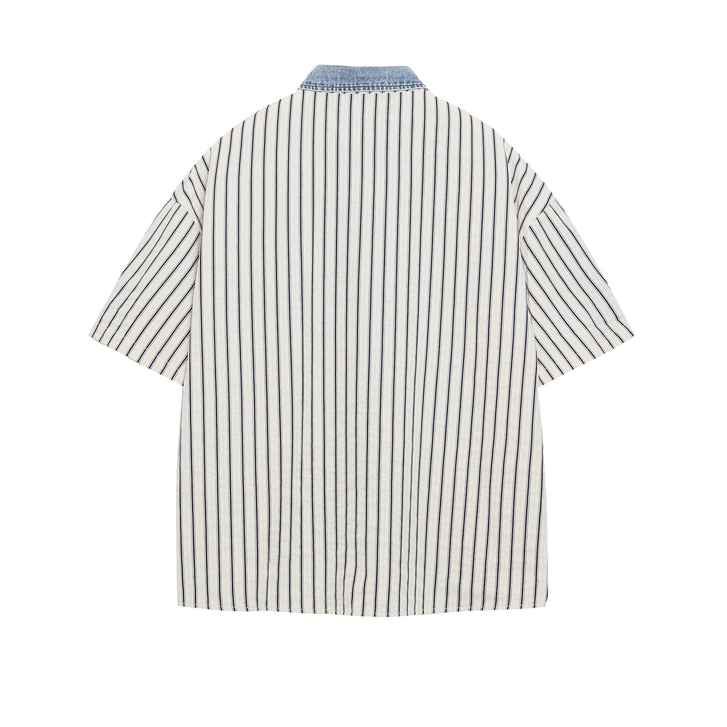Retro Spliced Letter Print Striped Blouse