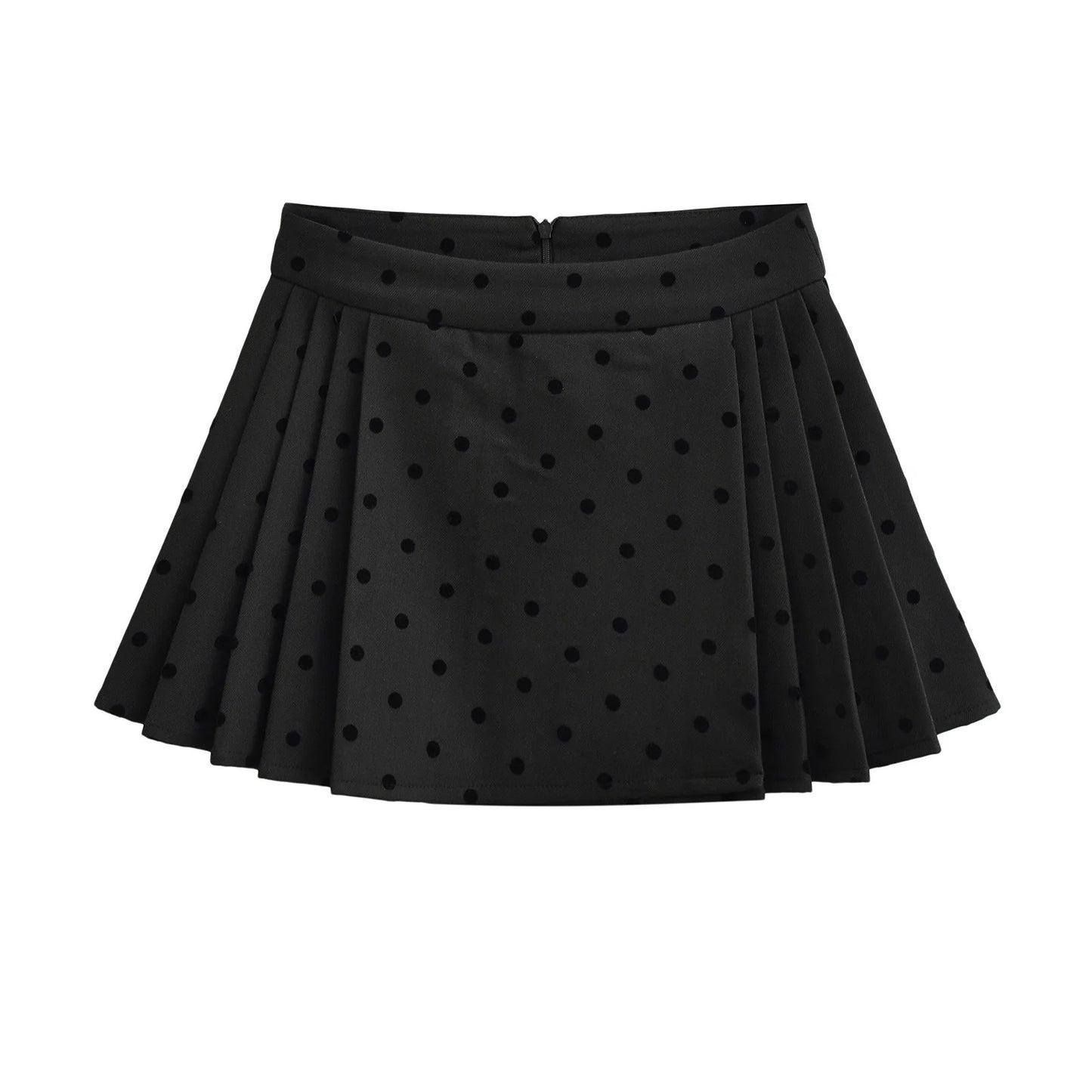 Plucked Polka Dot A-Line Skirt