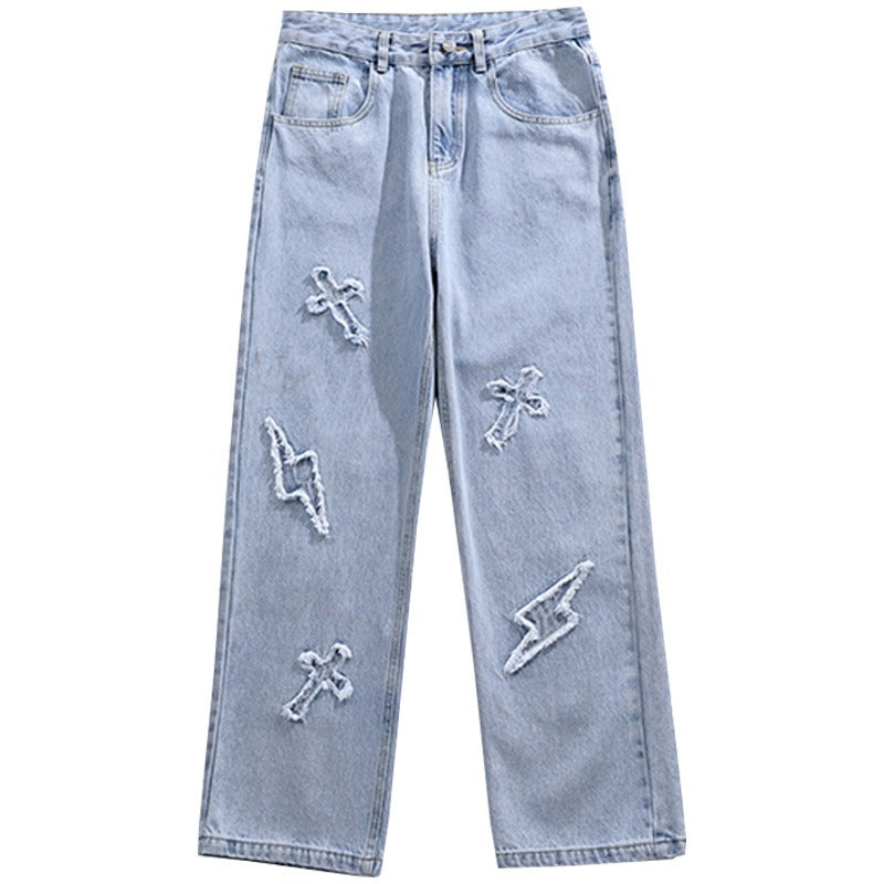 Harajuku Style Loose Fit Jeans for Men - Straight Leg Denim