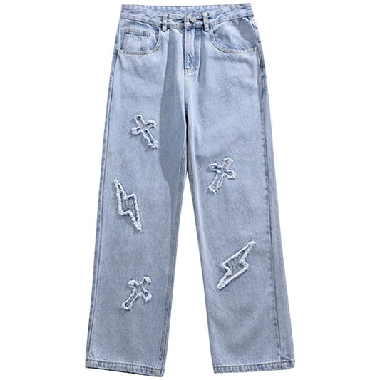 Harajuku Style Loose Fit Jeans for Men - Straight Leg Denim