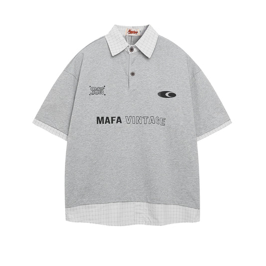 Letter Print Fake Two-Piece T-Shirt
