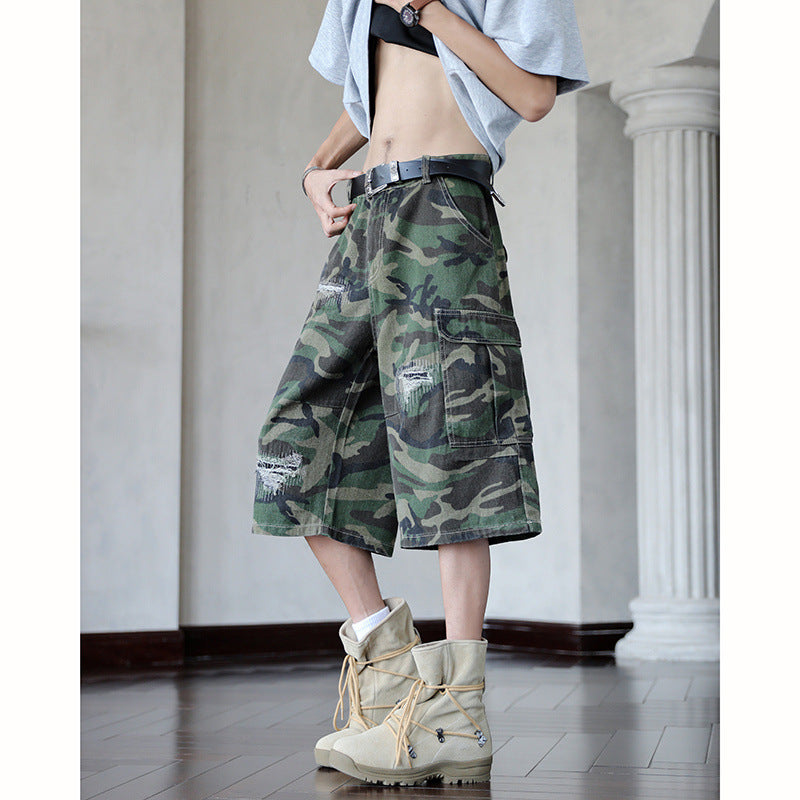 Playful Camouflage Workwear Jeans - Men's Straight Leg