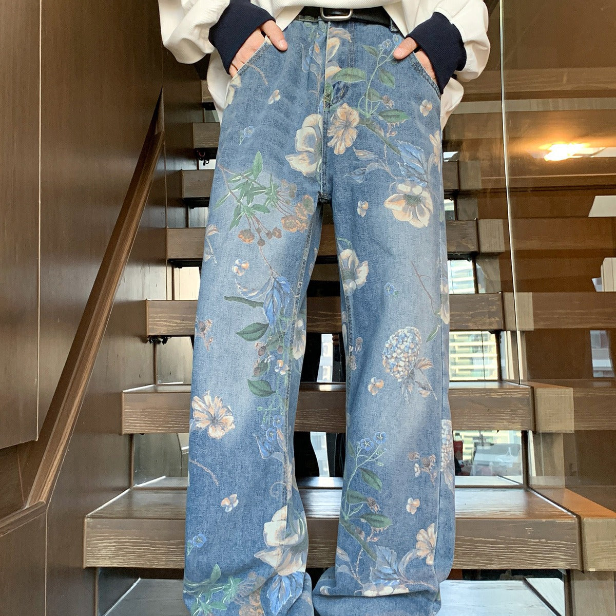 Harajuku Street Fashion Printed Jeans for Men