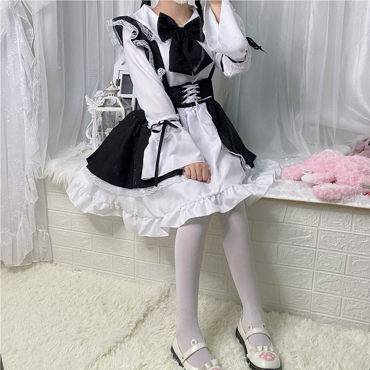 Cute Black and White Lolita Maid Dress