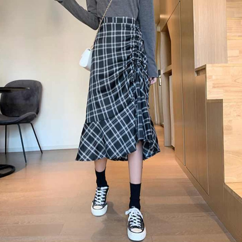 Chic Ruffles Long Skirt - Harajuku Style Asymmetric Design