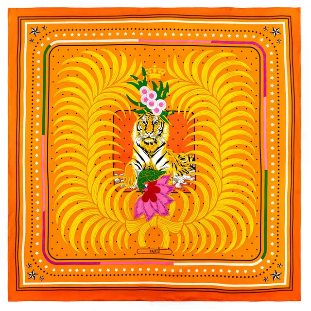 Playful Giraffe Twill Silk Scarf - 90CM Square