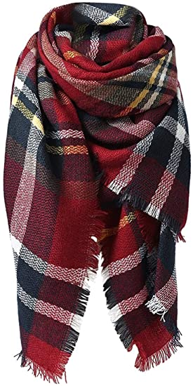 Harajuku Style Red & Black Plaid Scarf for Women