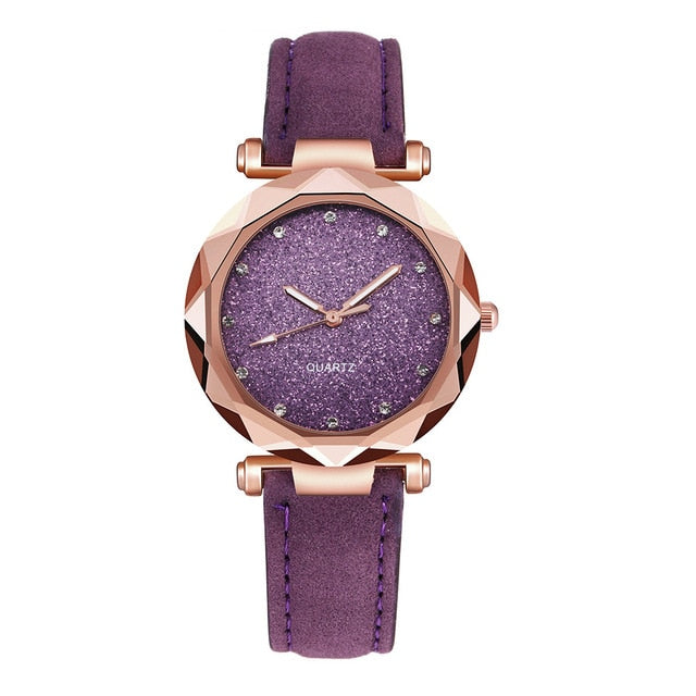 Harajuku Style Rhinestone Rose Gold Quartz Watch for Women