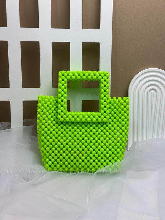 Handmade Green Acrylic Tote Bag with Beads - Harajuku Style