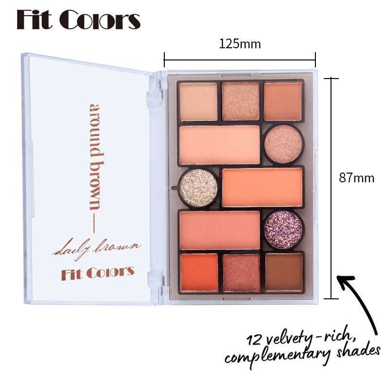 12-Color Matte & Pearlescent Makeup Powder Palette