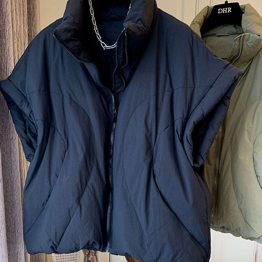 Harajuku Style Stand Collar Loose Down Jacket Vest