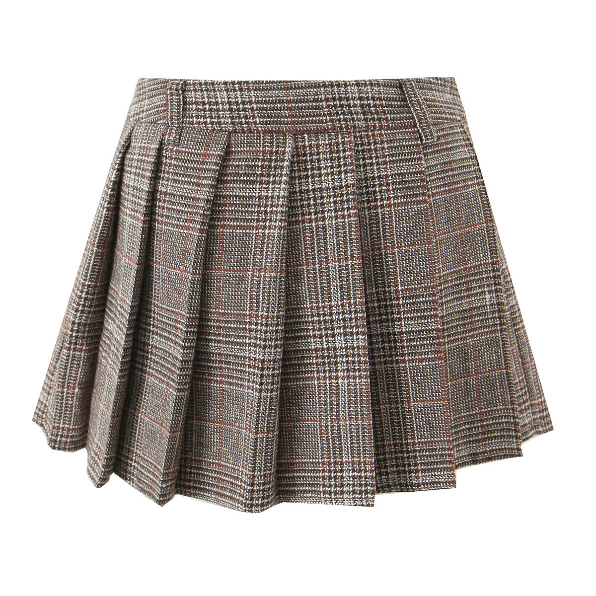 Casual Lined Plaid Pleated Skirt