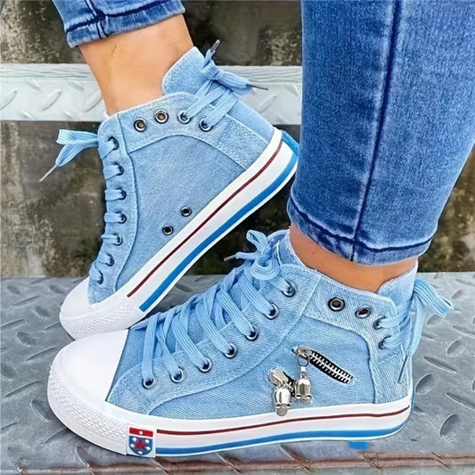 Harajuku High Top Lace-Up Denim Shoes
