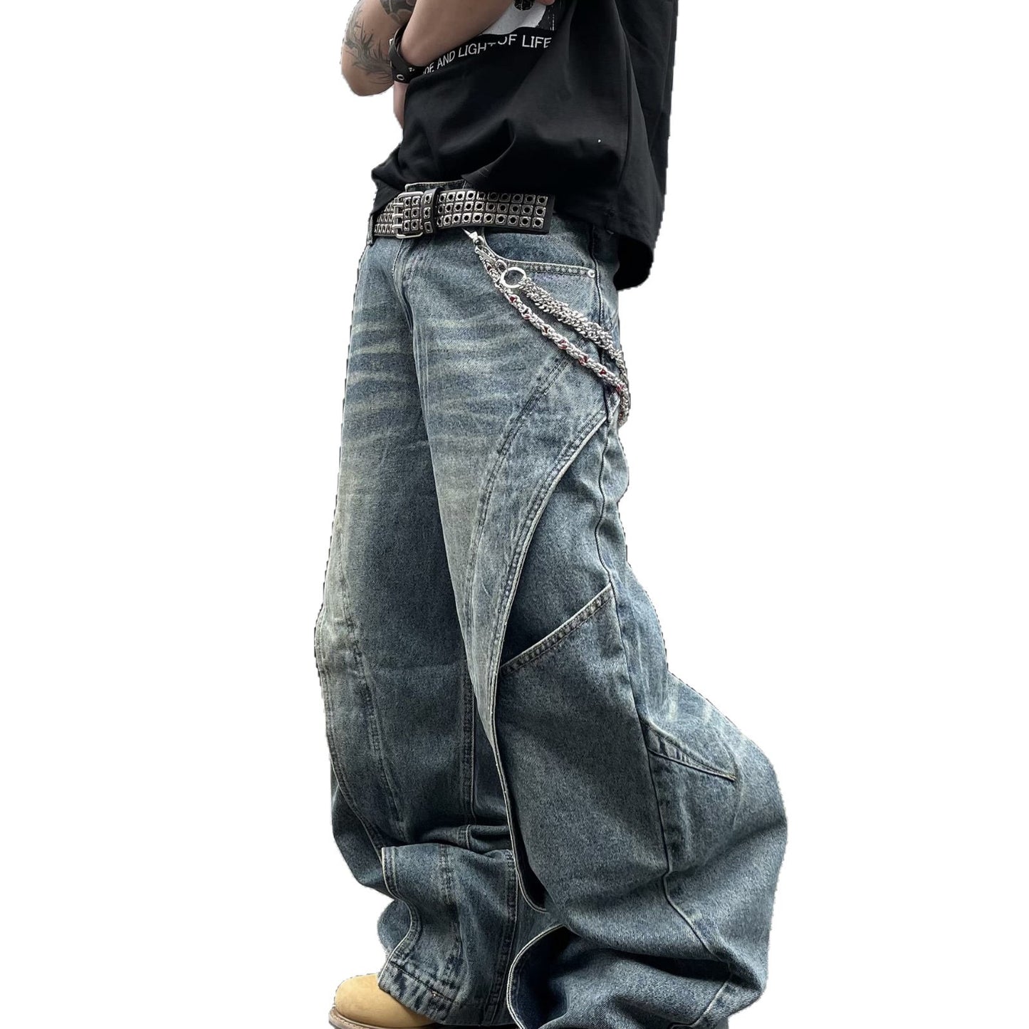 Loose Straight Leg Wide Leg Curved Knife Pants