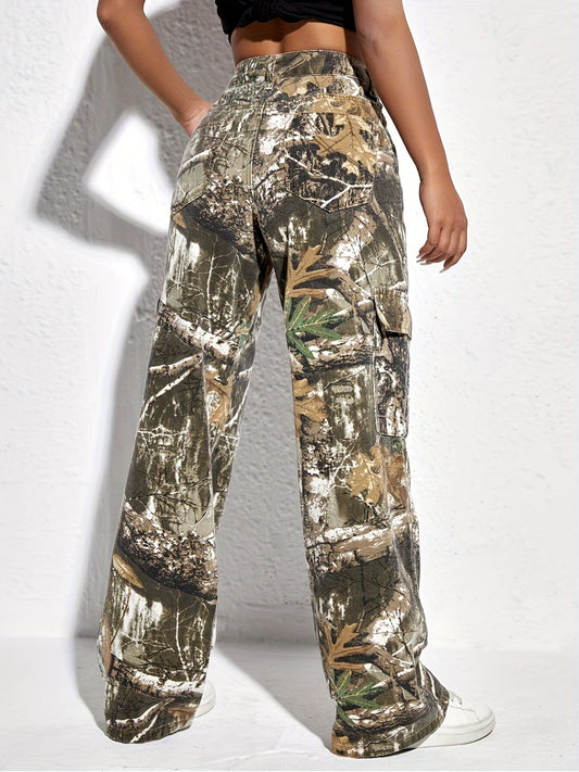 High Waist Patchwork Denim Trousers for Women