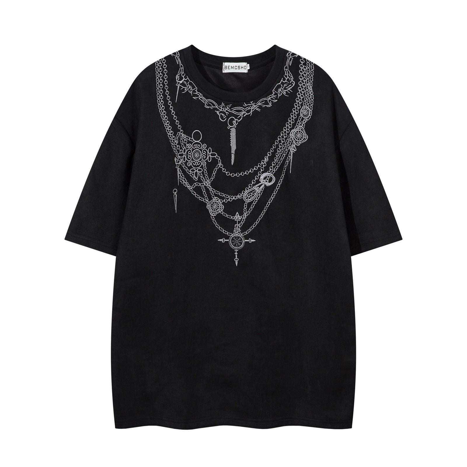 High Street Design Embroidered Deer Suede T-Shirt