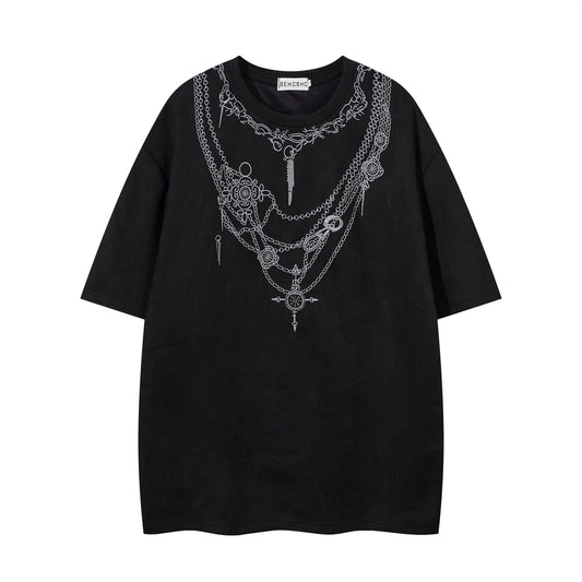 High Street Design Embroidered Deer Suede T-Shirt